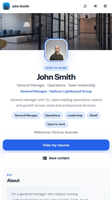 Profile template